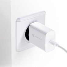 Telefono įkroviklis Forcell F-Energy USB C QC4.0 PD 3A 25W + laidas USB C į USB C TFK-TC-25WPD baltas