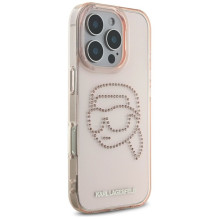 KARL LAGERFELD case for IPHONE 16 Pro KLHCP16LHKHDCELP (IML Rhinestones S K Head) pink