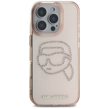 KARL LAGERFELD case for IPHONE 16 Pro KLHCP16LHKHDCELP (IML Rhinestones S K Head) pink
