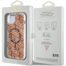 GUESS dėklas IPHONE 15, suderinamas su MagSafe GUHMP15SHGCUSTGW (IML GCUBE), rudas GUESS dėklas IPHONE 15, suderinamas su MagSafe GUHMP15SHGCUSTGW (IML GCUBE), rudas