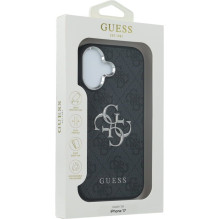 GUESS dėklas, skirtas IPHONE 17 GUHCP17SP4G4SMCK (4G PU odinis dėklas su dideliu 4G ir klasikiniu logotipu bei sidabrini