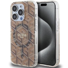 GUESS dėklas, skirtas IPHONE 15 Pro, suderinamas su MagSafe GUHMP15LHGCUSTGW (IML GCUBE), rudas GUESS dėklas, skirtas IPHONE 15 Pro, suderinamas su MagSafe GUHMP15LHGCUSTGW (IML GCUBE), rudas