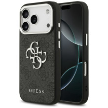 GUESS dėklas, skirtas IPHONE 17 Pro GUHCP17LP4G4SMCK (4G PU odinis dėklas su dideliu 4G ir klasikiniu logotipu bei sidab GUESS dėklas, skirtas IPHONE 17 Pro GUHCP17LP4G4SMCK (4G PU odinis dėklas su dideliu 4G ir klasikiniu logotipu bei sidab