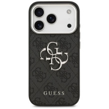 GUESS dėklas, skirtas IPHONE 17 Pro GUHCP17LP4G4SMCK (4G PU odinis dėklas su dideliu 4G ir klasikiniu logotipu bei sidab GUESS dėklas, skirtas IPHONE 17 Pro GUHCP17LP4G4SMCK (4G PU odinis dėklas su dideliu 4G ir klasikiniu logotipu bei sidab