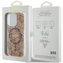 GUESS dėklas, skirtas IPHONE 15 Pro, suderinamas su MagSafe GUHMP15LHGCUSTGW (IML GCUBE), rudas GUESS dėklas, skirtas IPHONE 15 Pro, suderinamas su MagSafe GUHMP15LHGCUSTGW (IML GCUBE), rudas