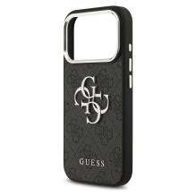 GUESS dėklas, skirtas IPHONE 17 Pro Max GUHCP17XP4G4SMCK (PU W / Big 4G Classic Logo) sidabrinės juodos spalvos