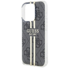 GUESS dėklas, skirtas IPHONE 15 Pro GUHCP15LH4PSEGK (4G auksinė juostelė), juodas GUESS dėklas, skirtas IPHONE 15 Pro GUHCP15LH4PSEGK (4G auksinė juostelė), juodas