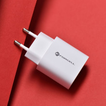 Telefono įkroviklis Forcell F-Energy USB C + USB A QC4.0 PD 3A 30W TFK-TC-30WPD baltas