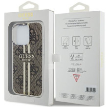 GUESS dėklas, skirtas IPHONE 15 Pro GUHCP15MH4PSEGW (4G auksinė juostelė), rudas GUESS dėklas, skirtas IPHONE 15 Pro GUHCP15MH4PSEGW (4G auksinė juostelė), rudas