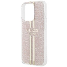 GUESS dėklas, skirtas IPHONE 15 Pro GUHCP15LH4PSEGP (4G auksinė juostelė), rožinis GUESS dėklas, skirtas IPHONE 15 Pro GUHCP15LH4PSEGP (4G auksinė juostelė), rožinis