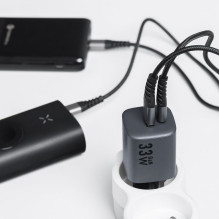 Telefono įkroviklis Forcell F-Energy GaN USB C + USB A QC4.0 PD 3A 33W VT-31 pilkas Telefono įkroviklis Forcell F-Energy GaN USB C + USB A QC4.0 PD 3A 33W VT-31 pilkas