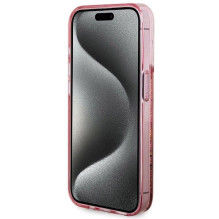 GUESS dėklas, skirtas IPHONE 15 Pro GUHCP15LLFCSEGP (skystų blizgučių aukso juostelėmis), rožinis GUESS dėklas, skirtas IPHONE 15 Pro GUHCP15LLFCSEGP (skystų blizgučių aukso juostelėmis), rožinis