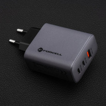 Phone charger Forcell F-Energy GaN 2 x USB C + USB A QC4.0 PD 4A 65W VT-42B gray Phone charger Forcell F-Energy GaN 2 x USB C + USB A QC4.0 PD 4A 65W VT-42B gray
