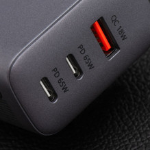 Phone charger Forcell F-Energy GaN 2 x USB C + USB A QC4.0 PD 4A 65W VT-42B gray Phone charger Forcell F-Energy GaN 2 x USB C + USB A QC4.0 PD 4A 65W VT-42B gray
