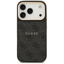 GUESS dėklas, skirtas IPHONE 17 Pro, suderinamas su MagSafe GUHMP17LP4MSEGCK (PU 4G W / Classic), juodas GUESS dėklas, skirtas IPHONE 17 Pro, suderinamas su MagSafe GUHMP17LP4MSEGCK (PU 4G W / Classic), juodas