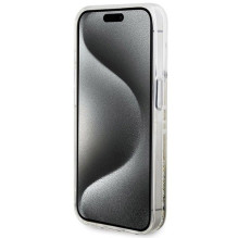 GUESS case for IPHONE 15 Pro GUHCP15LLFCSEGT (Liquid Glitter Gold Stripes) transparent