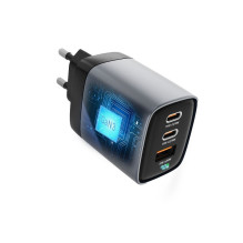 Telefono įkroviklis Forcell F-Energy GaN III 2 x USB C + USB A QC4.0 3,45A PD 70W SAM SFC2.0 su LCD ekranu VT-37 pilkas Telefono įkroviklis Forcell F-Energy GaN III 2 x USB C + USB A QC4.0 3,45A PD 70W SAM SFC2.0 su LCD ekranu VT-37 pilkas