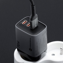 Telefono įkroviklis Forcell F-Energy GaN III 2 x USB C + USB A QC4.0 3,45A PD 70W SAM SFC2.0 su LCD ekranu VT-37 pilkas Telefono įkroviklis Forcell F-Energy GaN III 2 x USB C + USB A QC4.0 3,45A PD 70W SAM SFC2.0 su LCD ekranu VT-37 pilkas