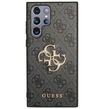 GUESS dėklas, skirtas SAMSUNG S24 Ultra GUHCS24L4GMGGR (odinis 4G metalinis logotipas), juodas GUESS dėklas, skirtas SAMSUNG S24 Ultra GUHCS24L4GMGGR (odinis 4G metalinis logotipas), juodas