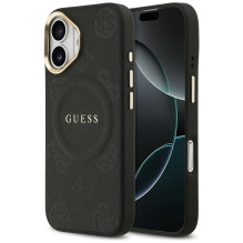 GUESS dėklas, skirtas IPHONE 17, suderinamas su MagSafe GUHMP17SPSAMSECK (PU W / Peony Hot Stamp), juodas