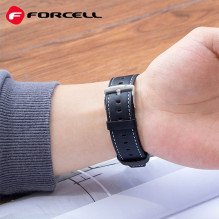 Dirželis „Samsung Galaxy Watch Forcell F-Design FS21“ su skylutėmis, ekologiška oda, 20 mm, juodas