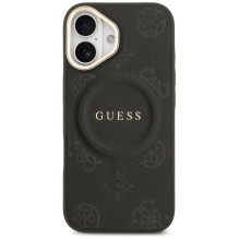 GUESS dėklas, skirtas IPHONE 17, suderinamas su MagSafe GUHMP17SPSAMSECK (PU W / Peony Hot Stamp), juodas