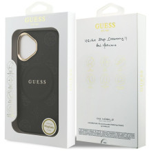 GUESS dėklas, skirtas IPHONE 17, suderinamas su MagSafe GUHMP17SPSAMSECK (PU W / Peony Hot Stamp), juodas