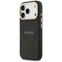 GUESS case for IPHONE 17 Pro compatible with MagSafe GUHMP17LPSAMSECK (PU W / Peony Hot Stamp) black