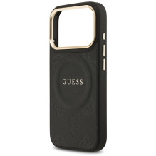 GUESS case for IPHONE 17 Pro compatible with MagSafe GUHMP17LPSAMSECK (PU W / Peony Hot Stamp) black