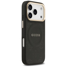 GUESS case for IPHONE 17 Pro compatible with MagSafe GUHMP17LPSAMSECK (PU W / Peony Hot Stamp) black