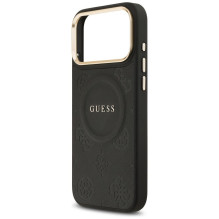 GUESS dėklas, skirtas IPHONE 17 Pro Max, suderinamas su MagSafe GUHMP17XPSAMSECK (PU W / Peony Hot Stamp), juodas