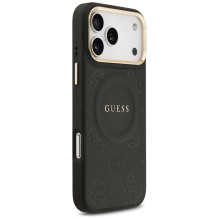 GUESS dėklas, skirtas IPHONE 17 Pro Max, suderinamas su MagSafe GUHMP17XPSAMSECK (PU W / Peony Hot Stamp), juodas