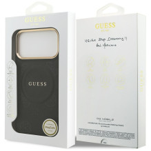 GUESS case for IPHONE 17 Pro Max compatible with MagSafe GUHMP17XPSAMSECK (PU W / Peony Hot Stamp) black