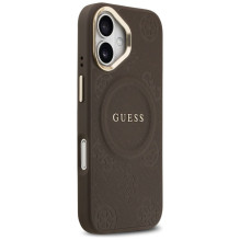 GUESS dėklas, skirtas IPHONE 17, suderinamas su MagSafe GUHMP17SPSAMSECW (PU W / Peony Hot Stamp), rudas