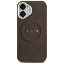 GUESS dėklas, skirtas IPHONE 17, suderinamas su MagSafe GUHMP17SPSAMSECW (PU W / Peony Hot Stamp), rudas