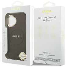 GUESS dėklas, skirtas IPHONE 17, suderinamas su MagSafe GUHMP17SPSAMSECW (PU W / Peony Hot Stamp), rudas