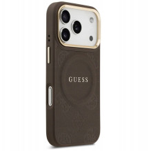GUESS case for IPHONE 17 Pro compatible with MagSafe GUHMP17LPSAMSECW (PU W / Peony Hot Stamp) brown
