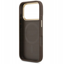 GUESS dėklas, skirtas IPHONE 17 Pro, suderinamas su MagSafe GUHMP17LPSAMSECW (PU W / Peony Hot Stamp), rudas