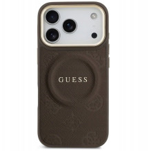 GUESS case for IPHONE 17 Pro compatible with MagSafe GUHMP17LPSAMSECW (PU W / Peony Hot Stamp) brown