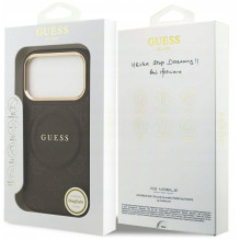 GUESS case for IPHONE 17 Pro compatible with MagSafe GUHMP17LPSAMSECW (PU W / Peony Hot Stamp) brown