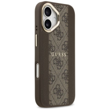 GUESS dėklas, skirtas IPHONE 17, suderinamas su MagSafe GUHMP17SPG4SEMCW (PU su 4G juostele), rudas