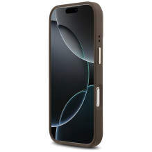 GUESS dėklas, skirtas IPHONE 17 Pro, suderinamas su MagSafe GUHMP17LPG4SEMCW (PU su 4G juostele), rudas