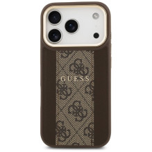 GUESS case for IPHONE 17 Pro compatible with MagSafe GUHMP17LPG4SEMCW (PU W / 4G Stripe) brown
