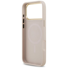 GUESS dėklas, skirtas IPHONE 17 Pro Max, suderinamas su MagSafe GUHMP17XPG4SEMCP (PU su 4G juostele), rožinis
