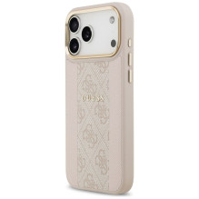 GUESS dėklas, skirtas IPHONE 17 Pro Max, suderinamas su MagSafe GUHMP17XPG4SEMCP (PU su 4G juostele), rožinis