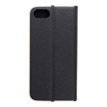 Atverčiamas dėklas, skirtas iPhone 7 / 8 / SE 2020 / SE 2022 Luna Book, auksinės spalvos, juodas Atverčiamas dėklas, skirtas iPhone 7 / 8 / SE 2020 / SE 2022 Luna Book, auksinės spalvos, juodas