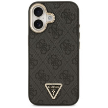 GUESS dėklas, skirtas IPHONE 17, suderinamas su MagSafe GUHMP17SP4GTDGMK (4G PU su trikampio logotipu), aukso ir juodos 