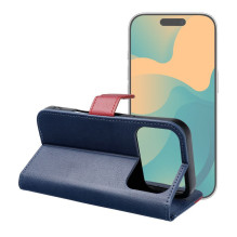 iPhone 17 Split Book atverčiamas dėklas, tamsiai mėlynas ir raudonas
