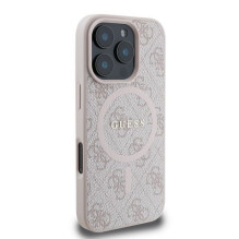 GUESS case for IPHONE 16 Pro compatible with MagSafe GUHMP16LG4GFRP (PU 4G Ring Classic Logo) pink