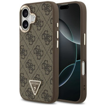 GUESS dėklas, skirtas IPHONE 17, suderinamas su MagSafe GUHMP17SP4GTDGMW (4G PU su trikampio logotipu), aukso rudos spal